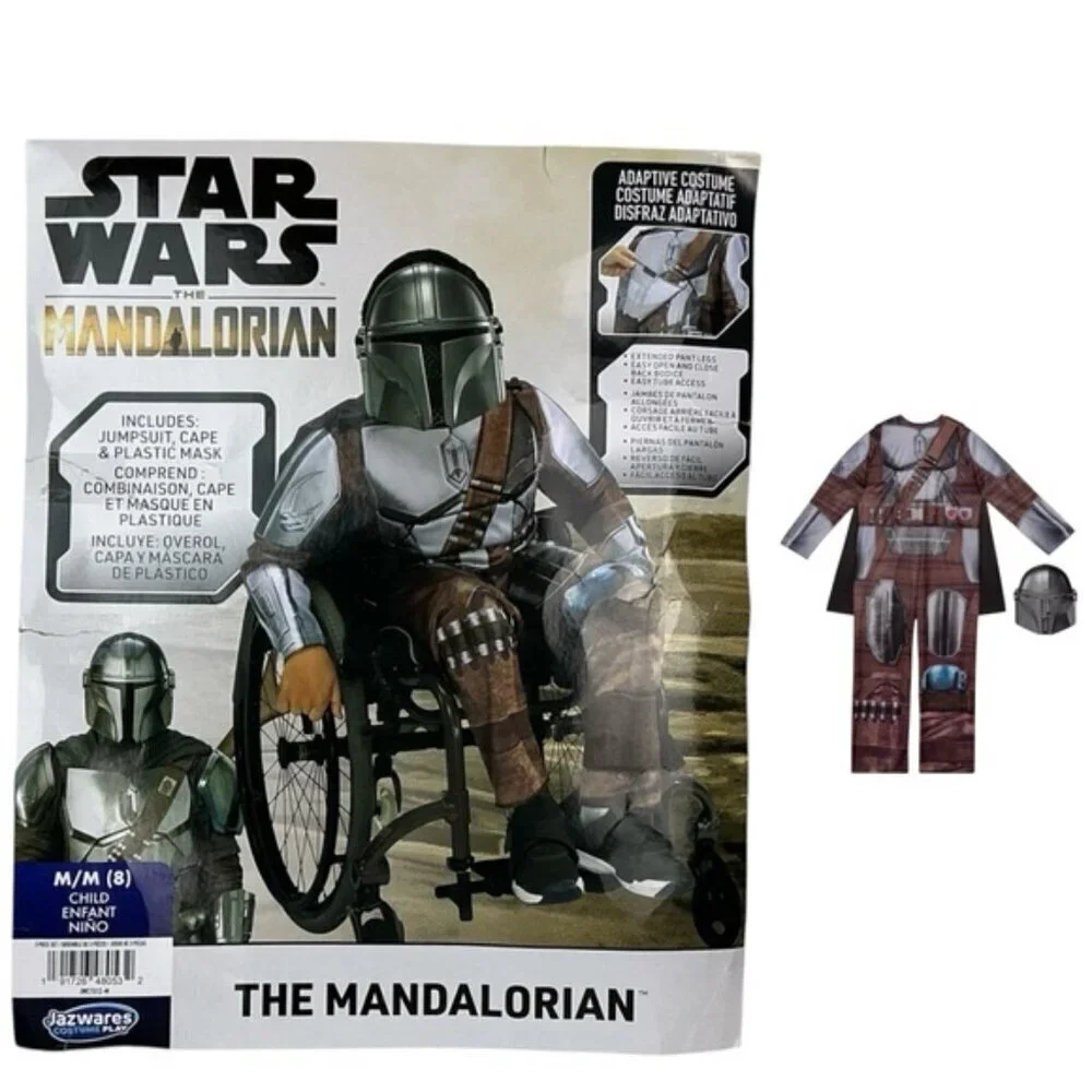 Star Wars Costume The Mandalorian Official Jumpsuit Cape Mask Set Youth 8-10 M